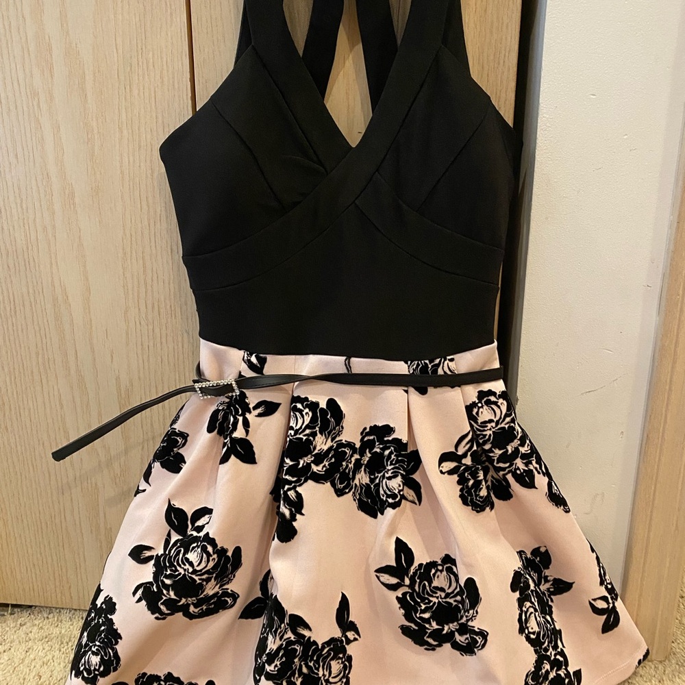 Crystal Doll Black and Pink Floral Dress